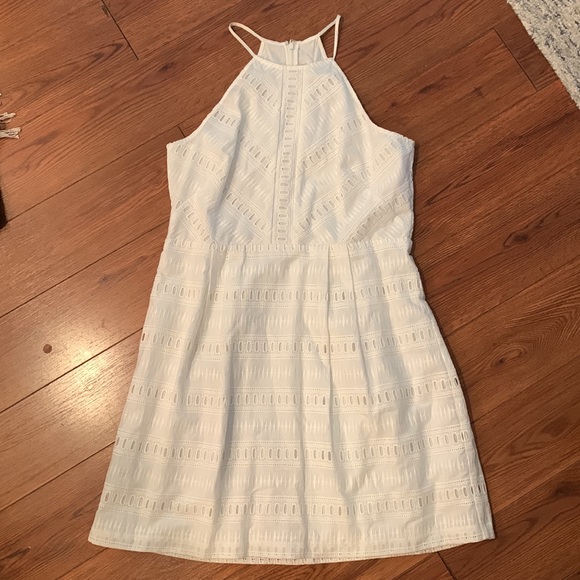 White eyelet embroidered LOFT dress - Picture 1 of 5
